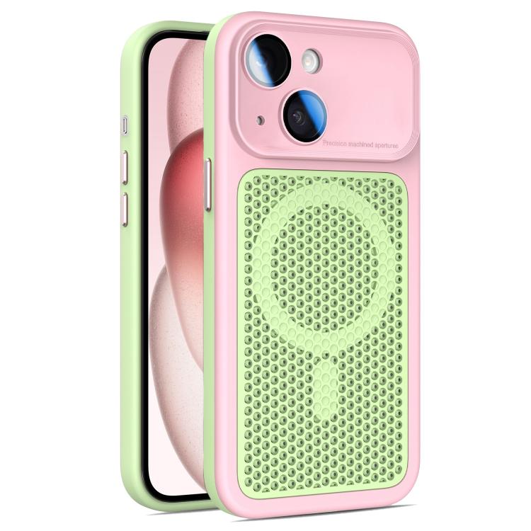 Armor Shield Mesh Cooling Magnetic Phone Case with Lens Film, For iPhone 15 Pro, For iPhone 15 Plus / 14 Plus, For iPhone 15, For iPhone 14 / 13