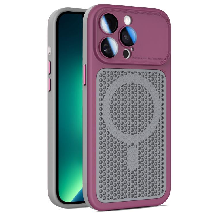 Armor Shield Mesh Cooling Magnetic Phone Case with Lens Film, For iPhone 14 Pro, For iPhone 14 Pro Max, For iPhone 13 Pro Max, For iPhone 13 Pro