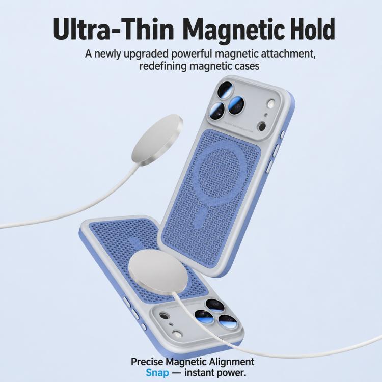 Armor Shield Mesh Cooling Magnetic Phone Case with Lens Film, For iPhone 17 Pro Max, For iPhone 17 Pro, For iPhone 17, For iPhone 16 Pro Max
