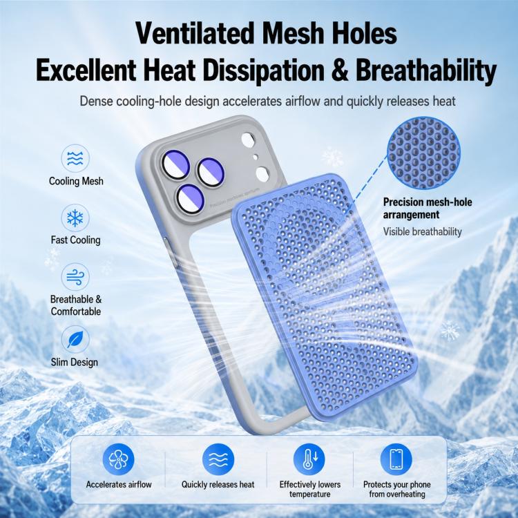 Armor Shield Mesh Cooling Magnetic Phone Case with Lens Film, For iPhone 14 Pro, For iPhone 14 Pro Max, For iPhone 13 Pro Max, For iPhone 13 Pro