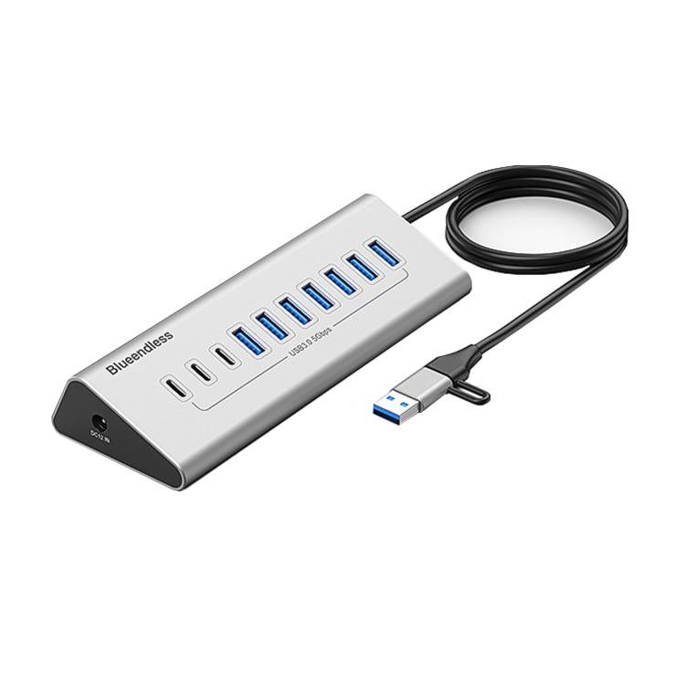 Blueendless Type-C / USB-C 2 in 1 Multifunctional HUB Docking Station US Plug, 7 Ports Hub, 10 Ports Hub