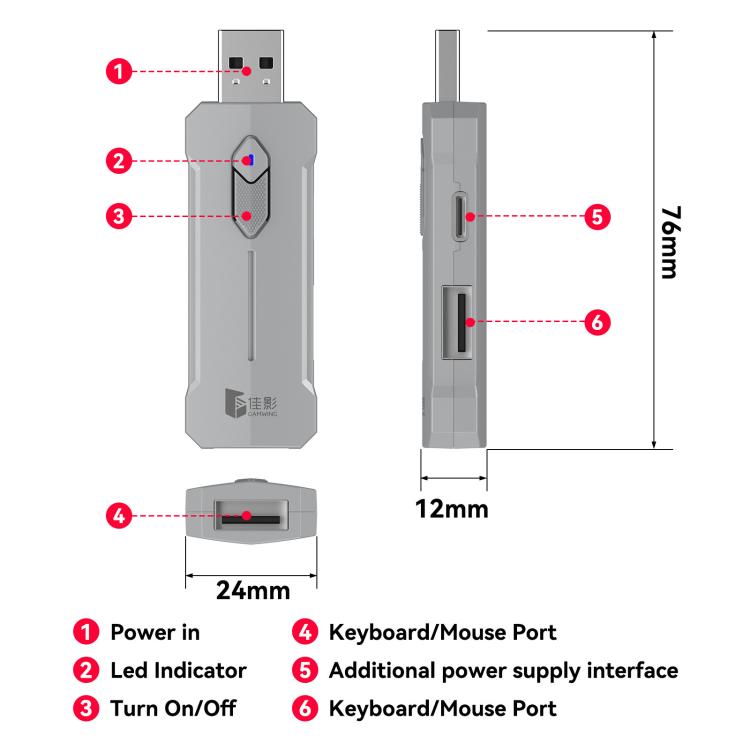 Gamwing Console Mobile Game Keyboard, Mouse and Converter Set, X8, X8 Pro Support Smart Recoil Control