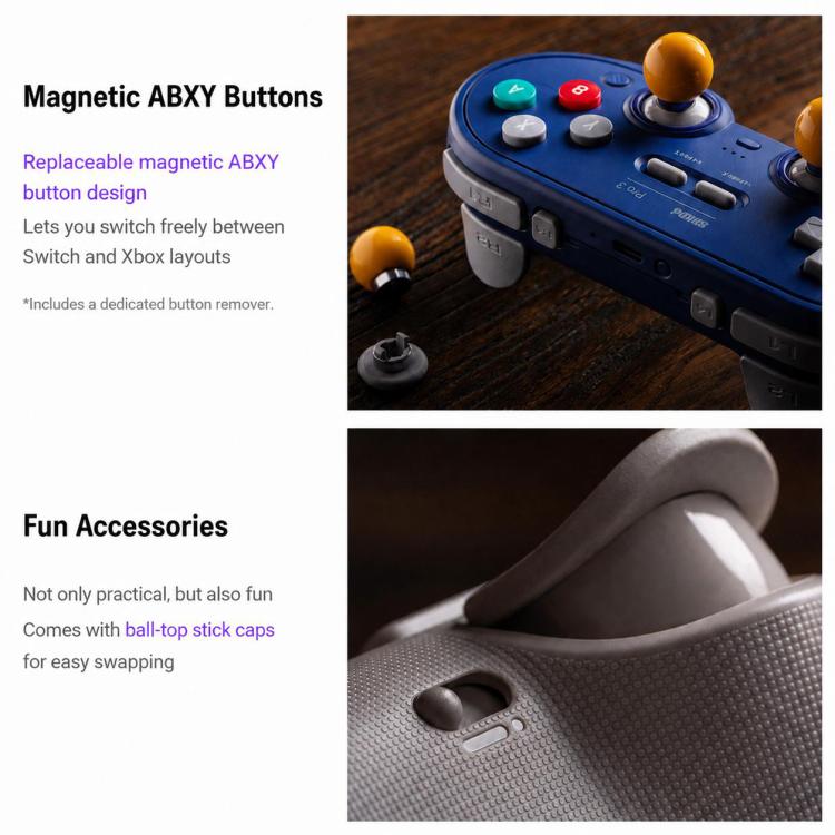 8BitDo Pro 3 Wireless Controller – TMR Joysticks, Dual Triggers, Charging Dock