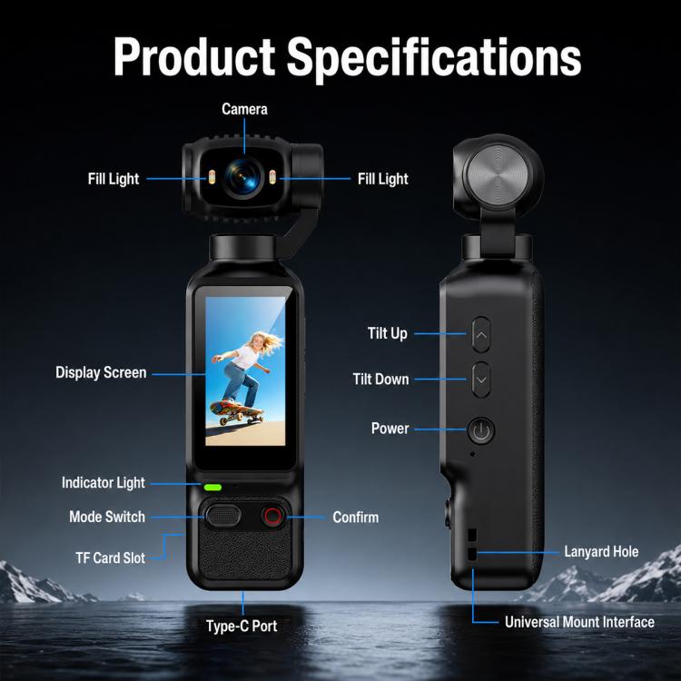 LK-032 Pocket Vlog Camera – 1080P, 180° Rotating Lens, 1.97″ HD Screen