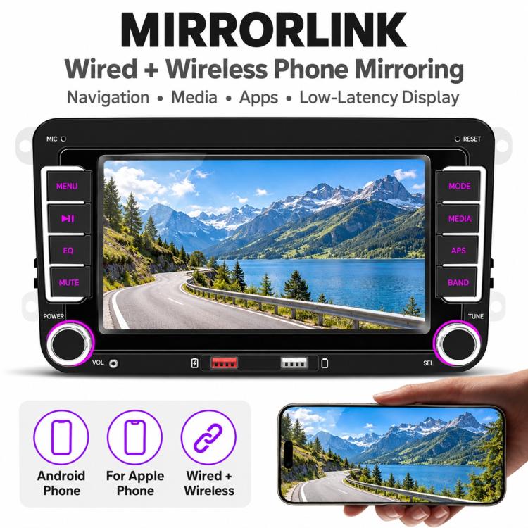 Car MP5 Player Phone Connectivity Bluetooth Reversing Camera for Volkswagen, F9071W 7 inch