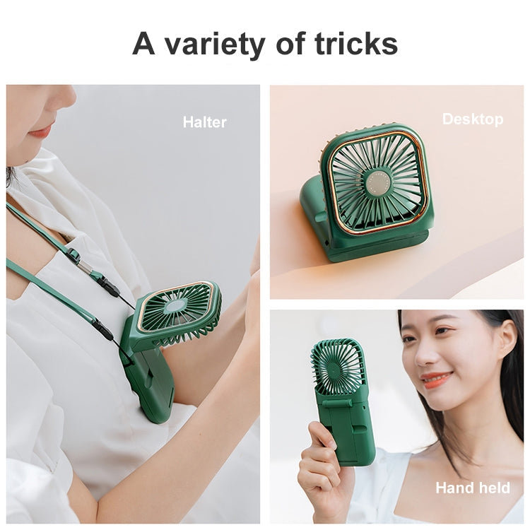 F30 Electroplating Handheld Fan Portable Desktop Folding Mute USB Hanging Neck Fan, Upgraded Version, F30 (Blue), F30 (White), F30 (Pink), F30 (Green)