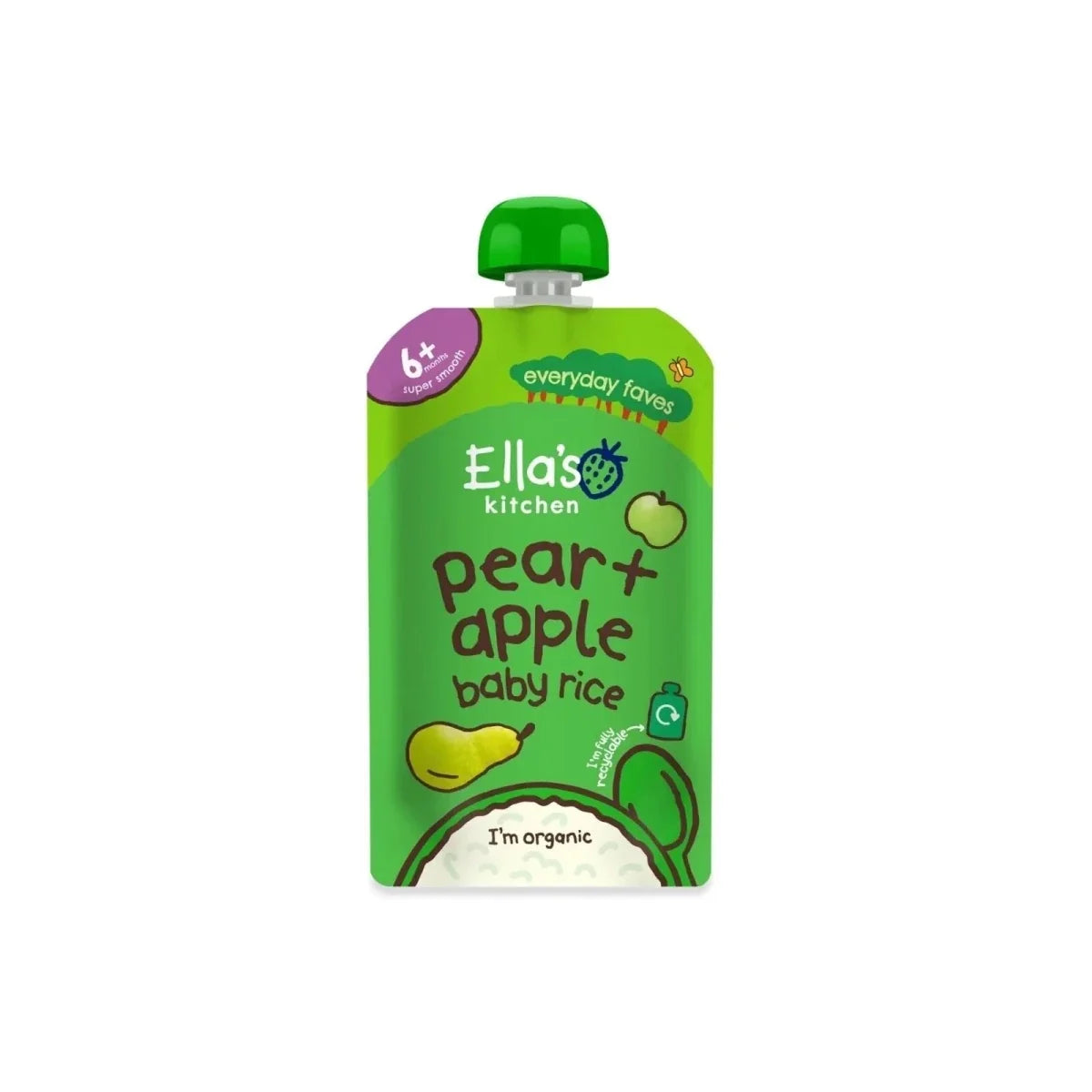 Ella's Kitchen Organic Pear & Apple Baby Rice Baby Pouch 6+ months 120g