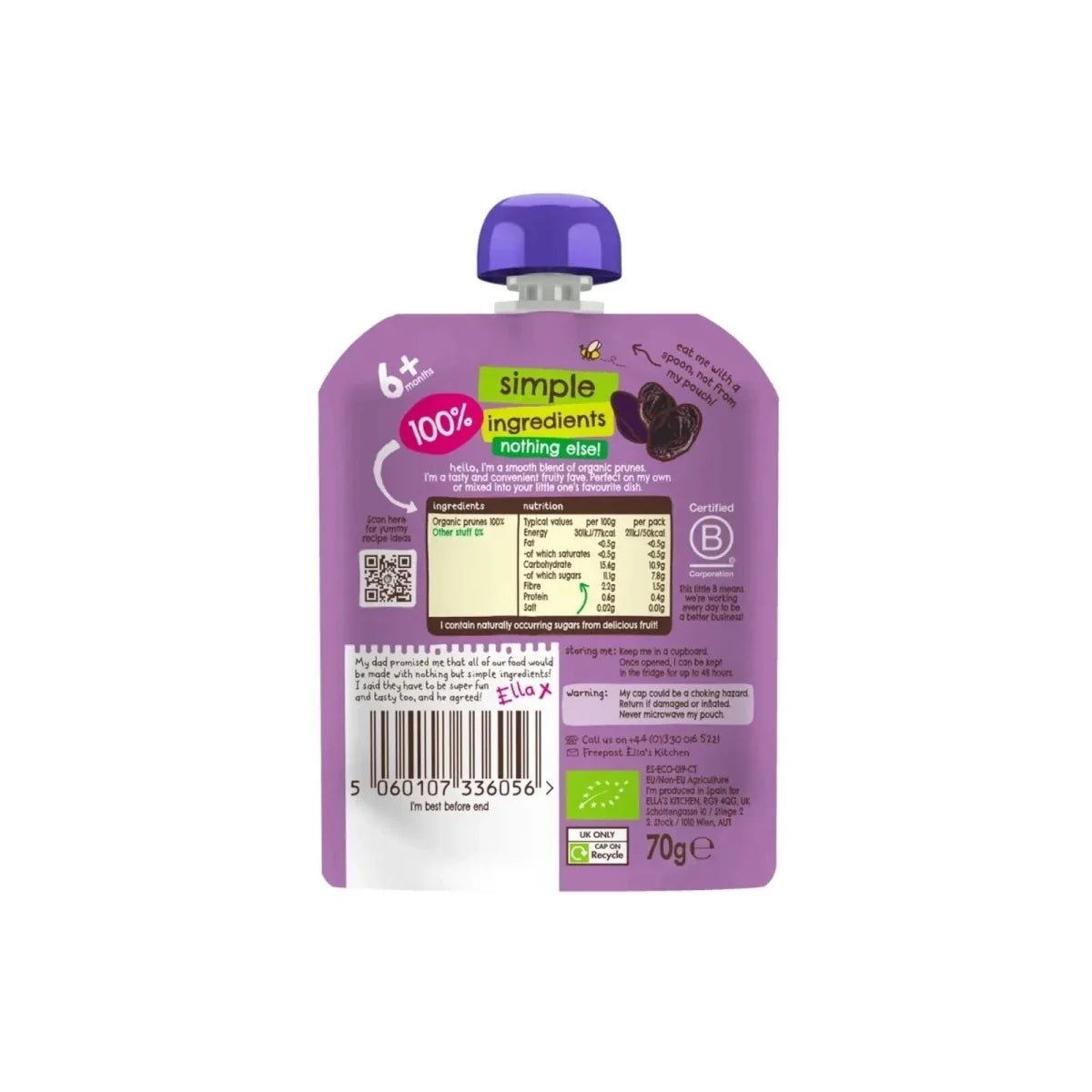 Ella's Kitchen Organic Prunes First Tastes Baby Food Pouch 6+ months 70g