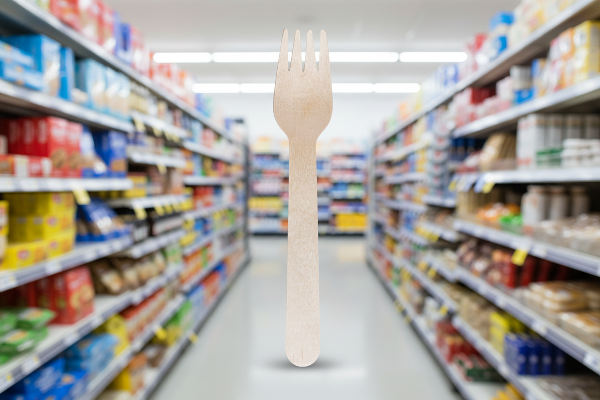 10 x D2E Cutlery Wooden Fork 6In 100Pk X 10