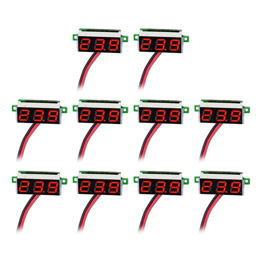 10 PCS 0.36 inch 2 Wires Digital Voltage Meter, Color Light Display, Measure Voltage: DC 2.5-30V