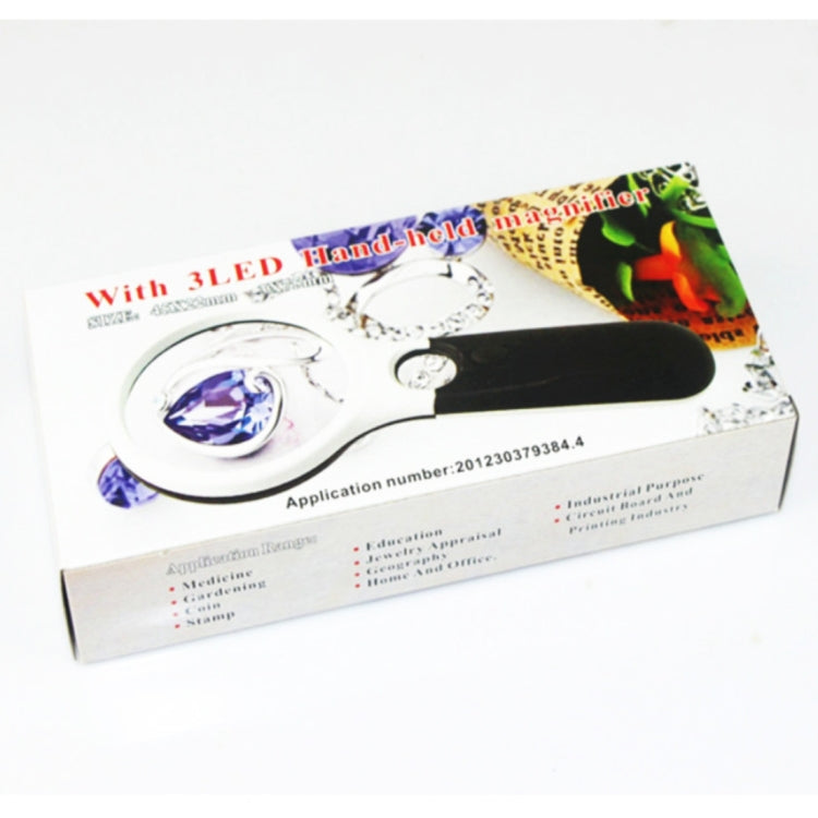 Reading Visual Magnifier with 3 LED Light, Mini Portable 3-45X Handheld (Black)