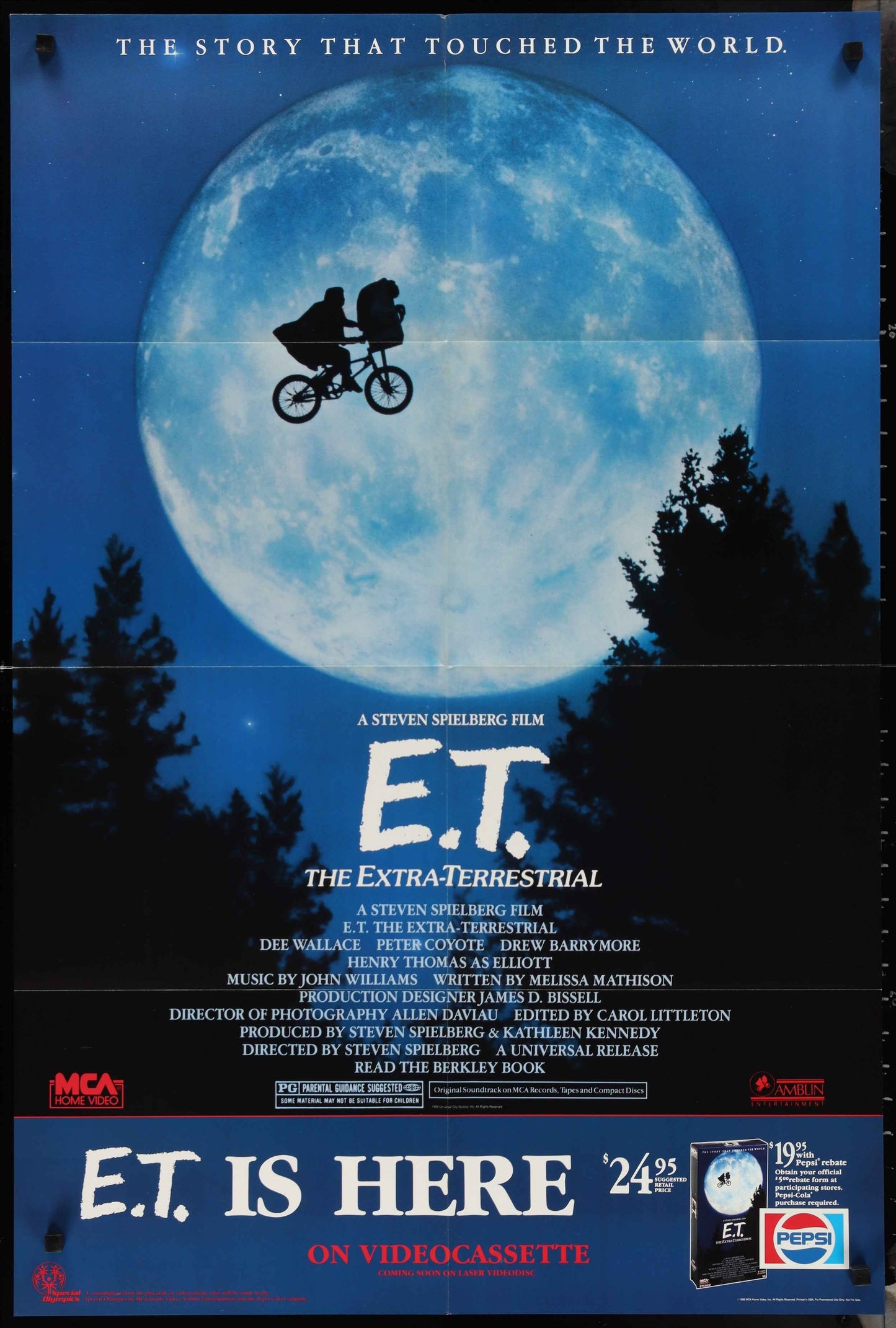 E.T. The Extra Terrestrial (1988) Original Video Store Poster