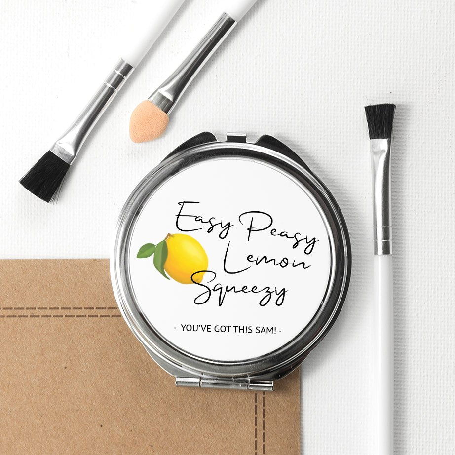 Personalised Easy Peasy Lemon Squeezy Round Compact Mirror