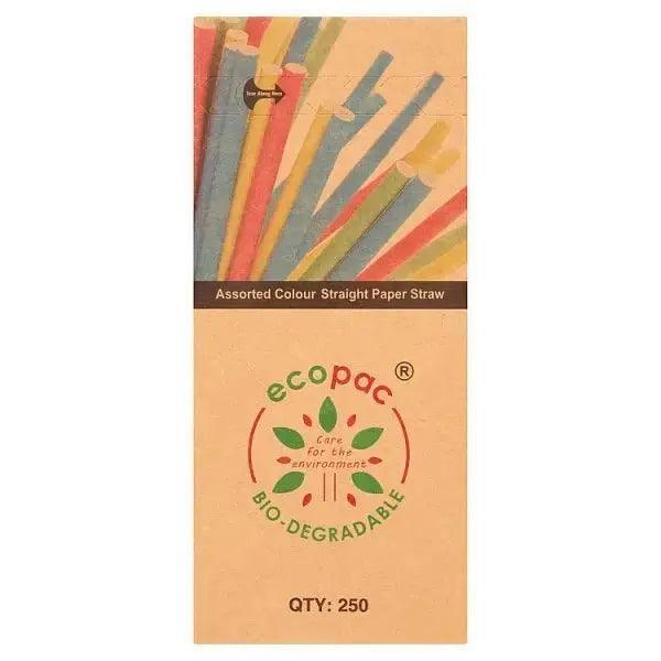 Ecopac 250 Assorted Colour Straight Paper Straw