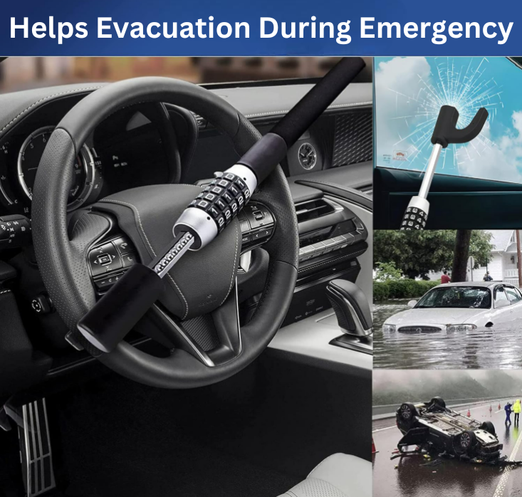 Guardian 5-Digit Combination Steering Wheel Lock, Heavy Duty Keyless Anti-Theft Steering Wheel Lock