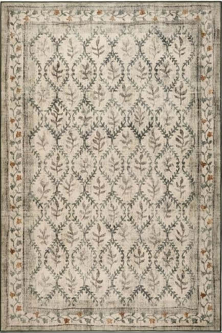 Eco-Washable Cream Rug Botanicals Design