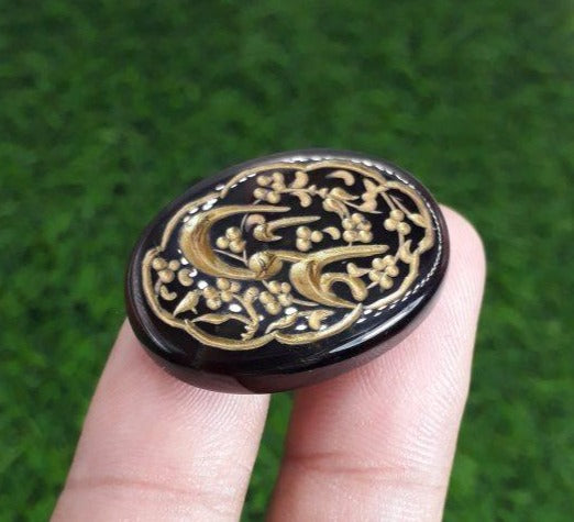 33ct Carnelian Carving - Engraved Aqeeq - Ya Ali (A.S) Arabic Verses on Aqeeq - 28x22mm