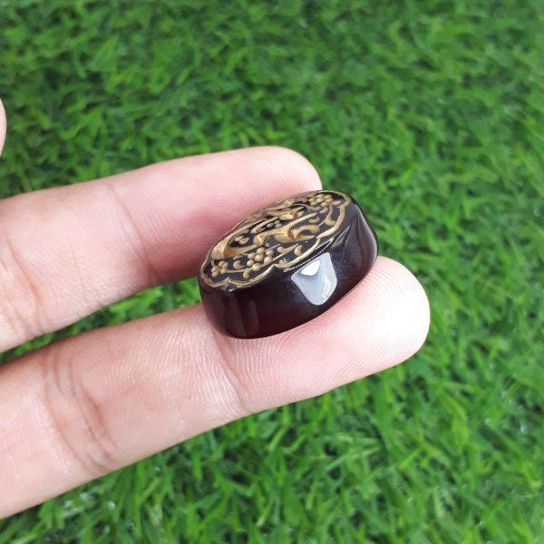 34ct Carnelian Carving - Engraved Aqeeq - Ya Ali Madad Arabic Verses on Aqeeq - 29.5x21mm