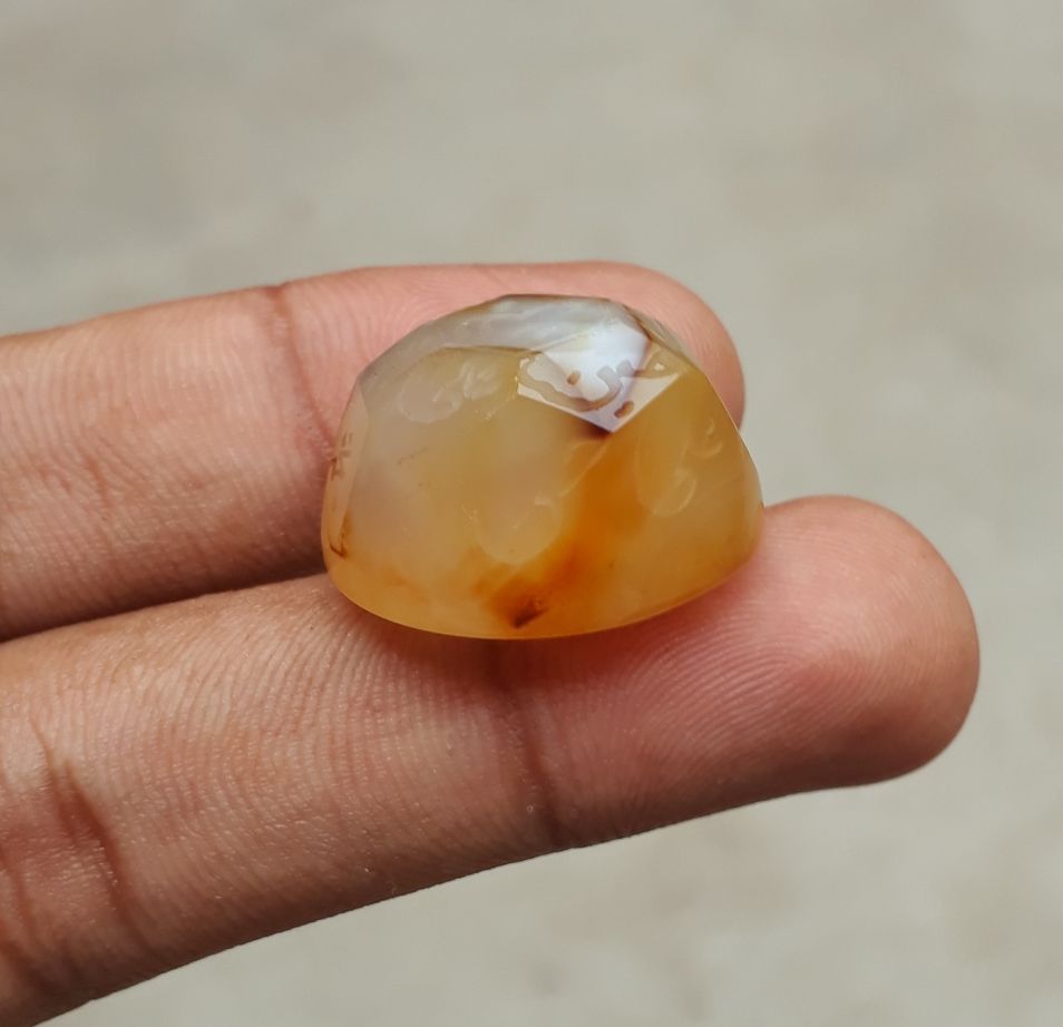 51.1ct Carnelian Carving - Engraved Aqeeq - 12 Imam Name - 25x19mm