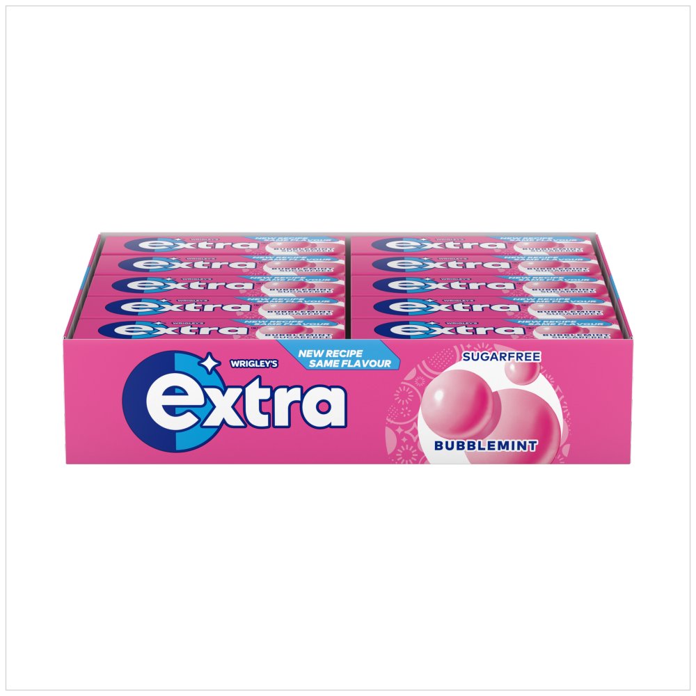 Extra Bubblemint Sugarfree Chewing Gum x 10 Pieces (Case of 30)