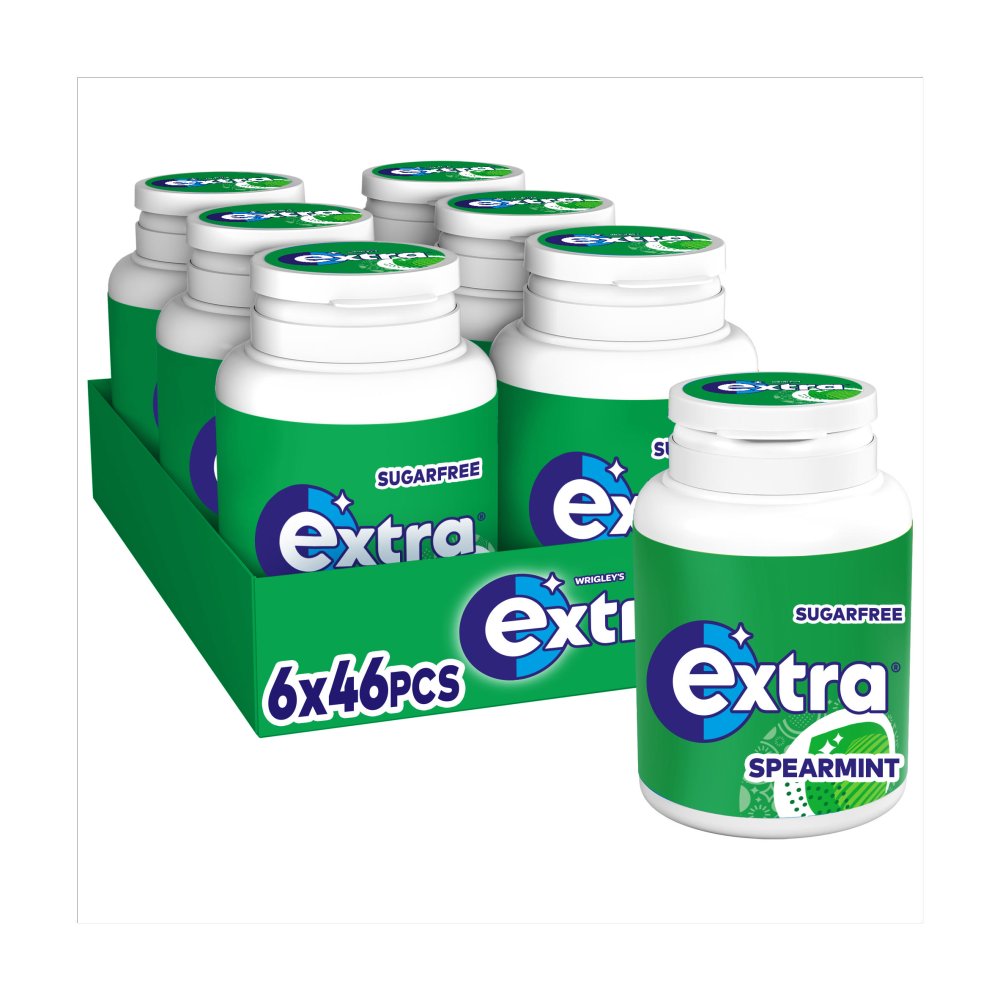 Extra Spearmint Chewing Gum Sugar Free Bottle 46 Pieces (Case of 6)