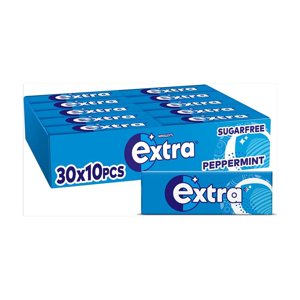 Extra Peppermint Chewing Gum Sugar Free 10 Pieces (Box of 30)