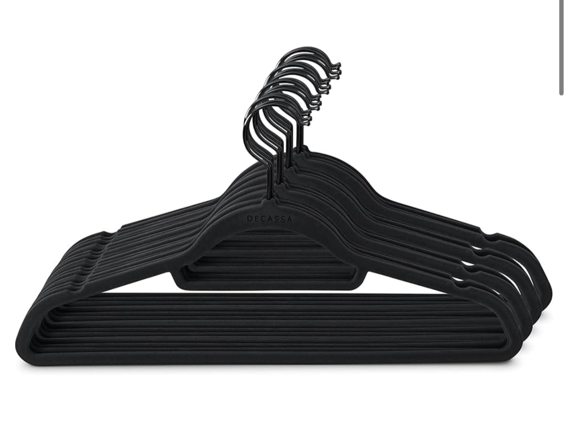 30x Black Velvet Swivel Coat Hangers