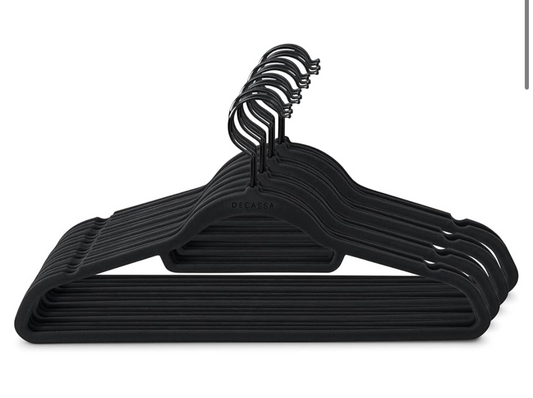 30x Black Velvet Swivel Coat Hangers