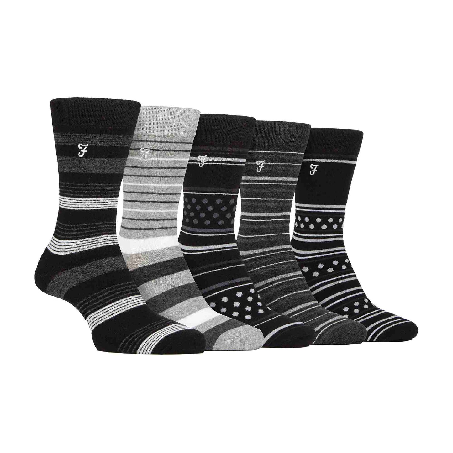 5 Pack Mens Bamboo Bright Striped Patterned Socks