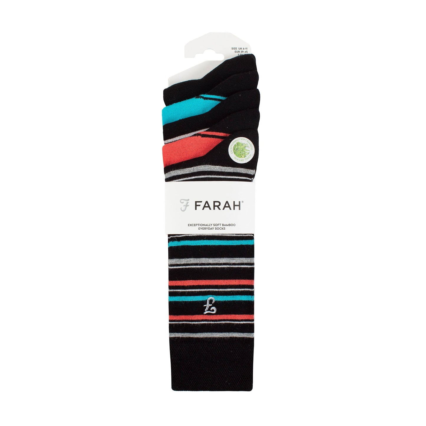5 Pack Mens Bamboo Bright Striped Patterned Socks