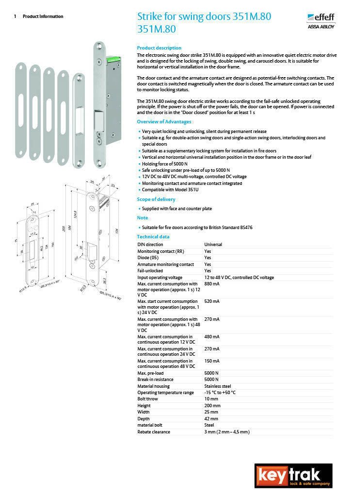 Abloy 352M.80 Electric Motor Lock