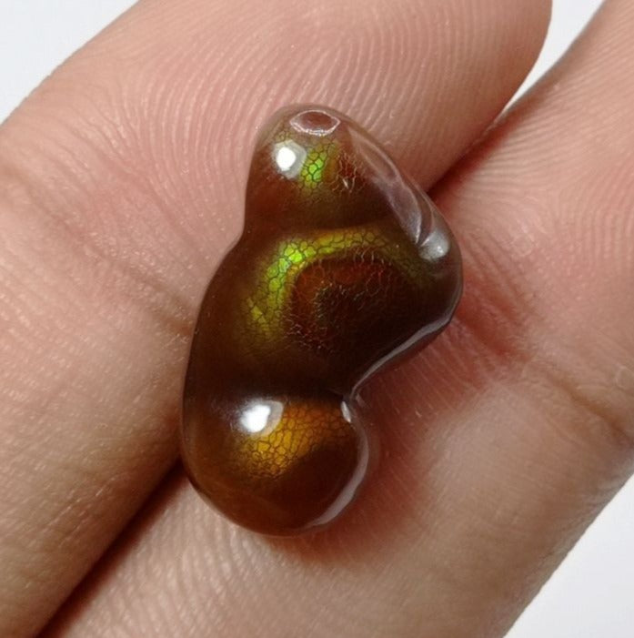 12.6ct Dragon Skin Fire Agate,  Rare Fire Agate, Rare Gemstone than Diamonds, Dimensions 21x12x6mm