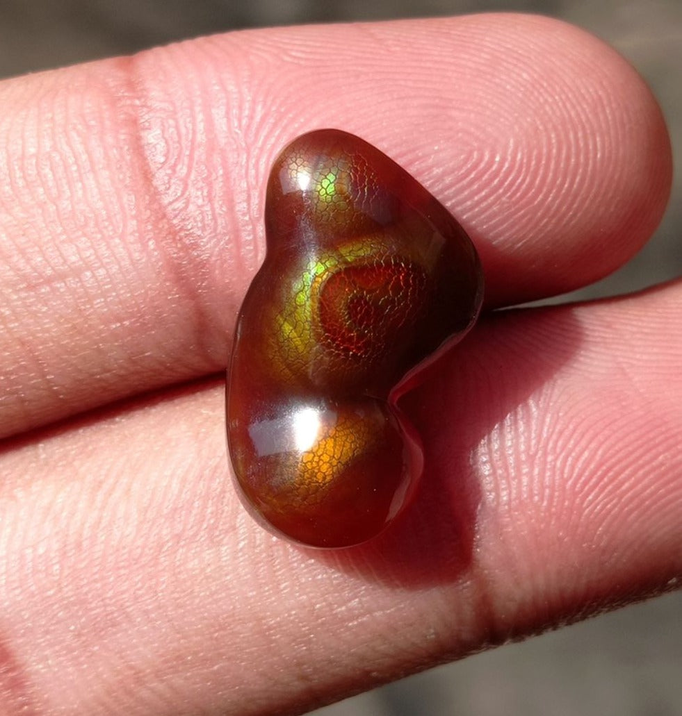12.6ct Dragon Skin Fire Agate,  Rare Fire Agate, Rare Gemstone than Diamonds, Dimensions 21x12x6mm
