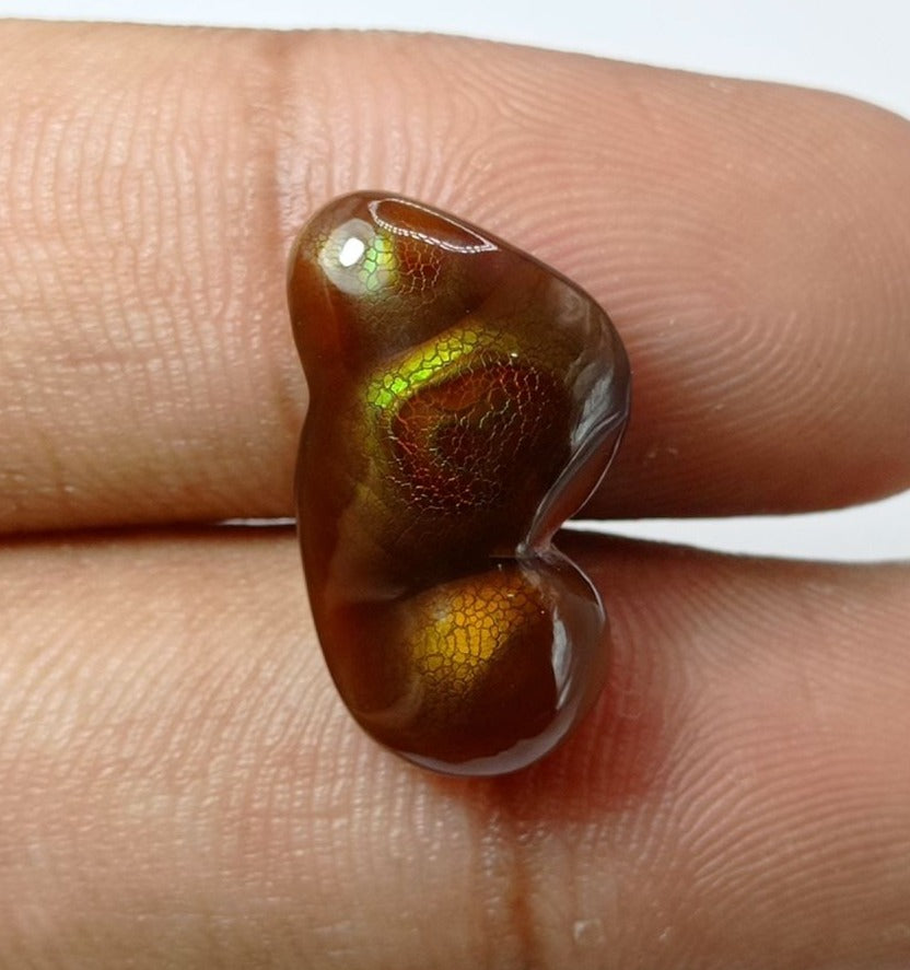12.6ct Dragon Skin Fire Agate,  Rare Fire Agate, Rare Gemstone than Diamonds, Dimensions 21x12x6mm