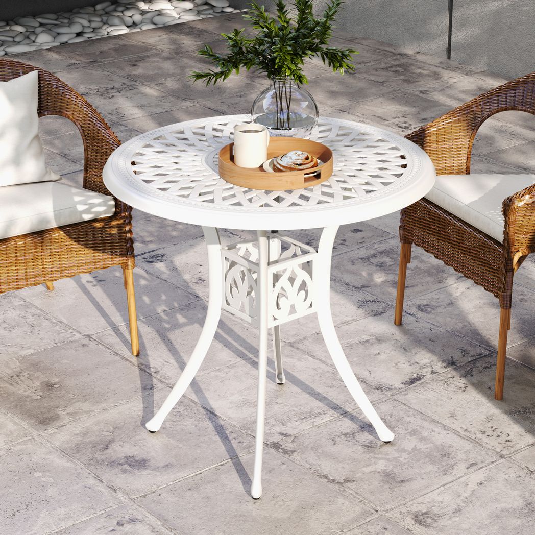 Outsunny 78 cm Round Garden Dining Table with Parasol Hole