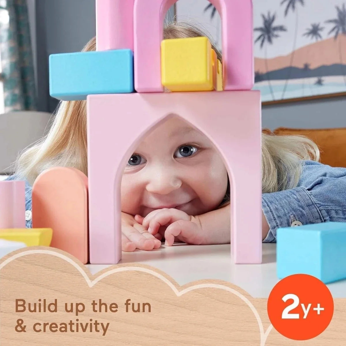 Fisher-Price Wooden Toddler Toy Castle Block Set