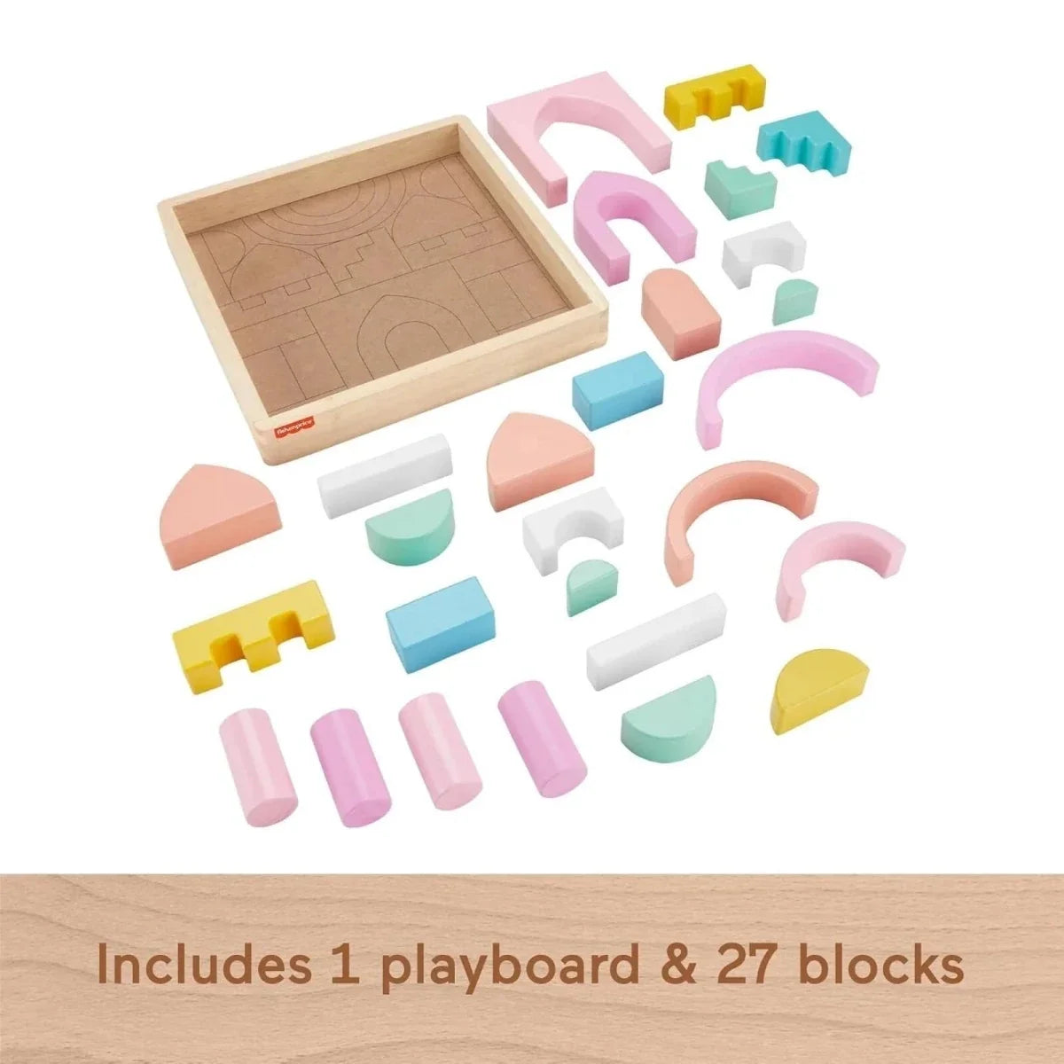 Fisher-Price Wooden Toddler Toy Castle Block Set