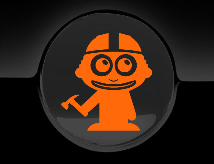 Adorable Construction Worker Fuel Cap Car Sticker