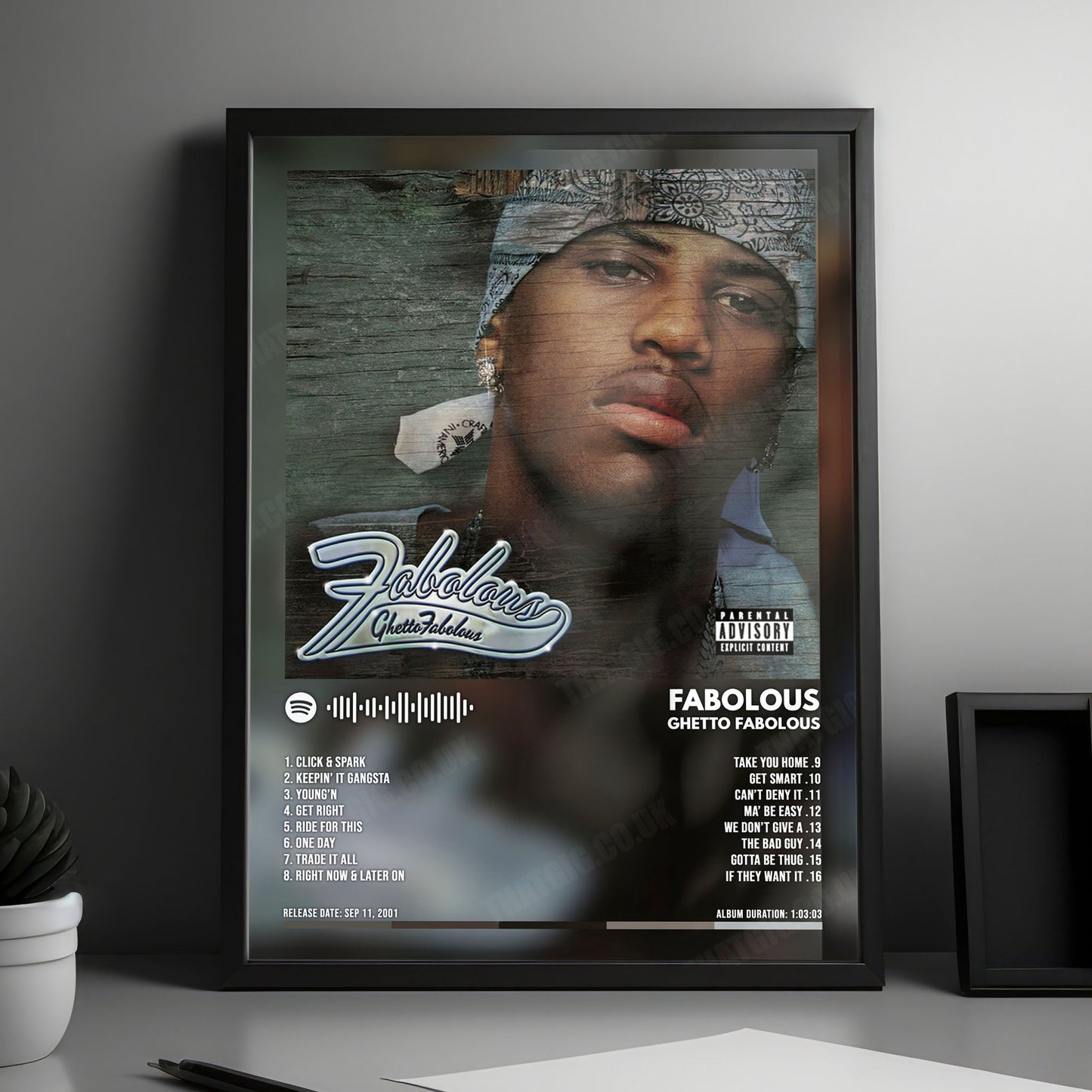 Fabolous "Ghetto Fabolous" Album Cover Poster - with Complete Tracklist