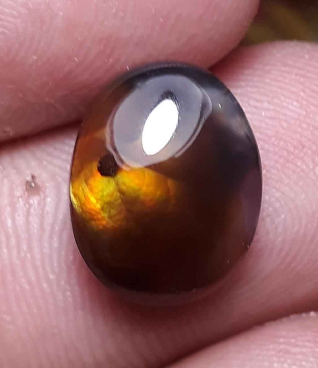 6.1ct Rare Fire Agate, Yellow Oval Cabochon Fire Agate - Perfect Gift, Dimensions 13x10mm