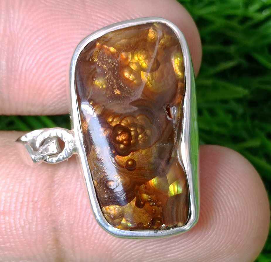 39.5ct Natural Fire Agate in Silver Pendent, Multi Color Fire Agate, Fire Agate AZ - Perfect gemstone Gift, Rare Gemstone than Diamonds, Dimensions 27x16x8mm