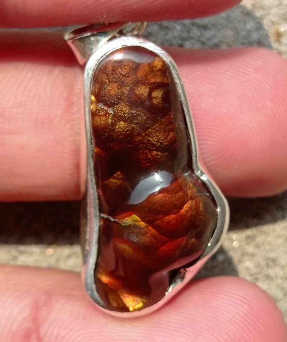 39.8ct Natural Fire Agate in Silver Pendent, Rare Fire Agate Pendant, Fire Agate AZ - Perfect gemstone Gift, Rare Gemstone than Diamonds, Dimensions  29x16x mm