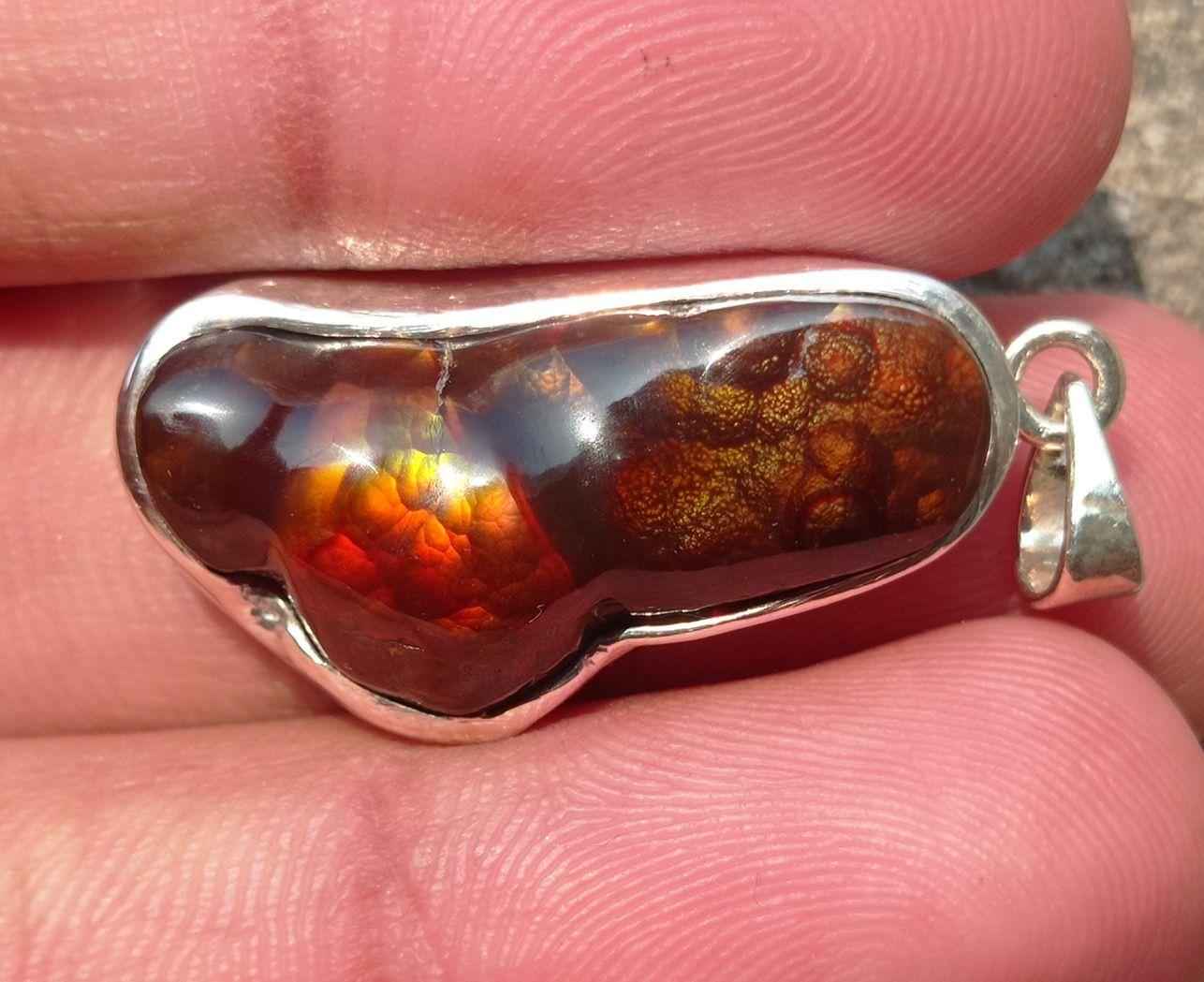 39.8ct Natural Fire Agate in Silver Pendent, Rare Fire Agate Pendant, Fire Agate AZ - Perfect gemstone Gift, Rare Gemstone than Diamonds, Dimensions  29x16x mm