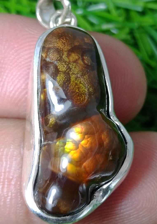 39.8ct Natural Fire Agate in Silver Pendent, Rare Fire Agate Pendant, Fire Agate AZ - Perfect gemstone Gift, Rare Gemstone than Diamonds, Dimensions 29x16x mm