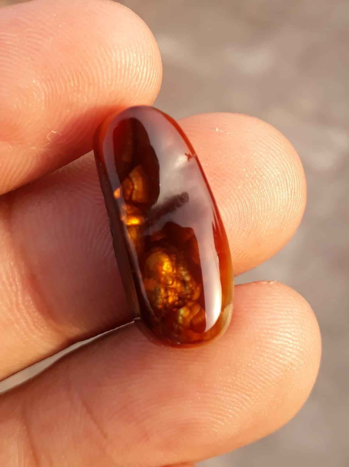 13.3ct Fire Agate cabochon - Brown Fire Agate, Aatshi Aqeeq, Perfect Gift For All, Dimensions 20x8mm