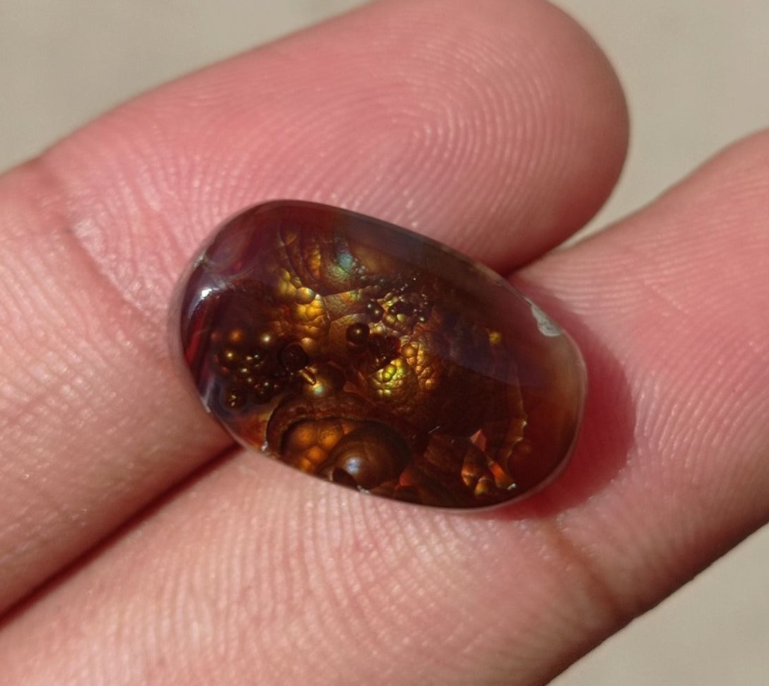 13.60ct Mexican Fire Agate,  Rare Cabochon Fire Agate, Perfect gemstone Gift, Rare Gemstone, Dimensions 20x12x6mm
