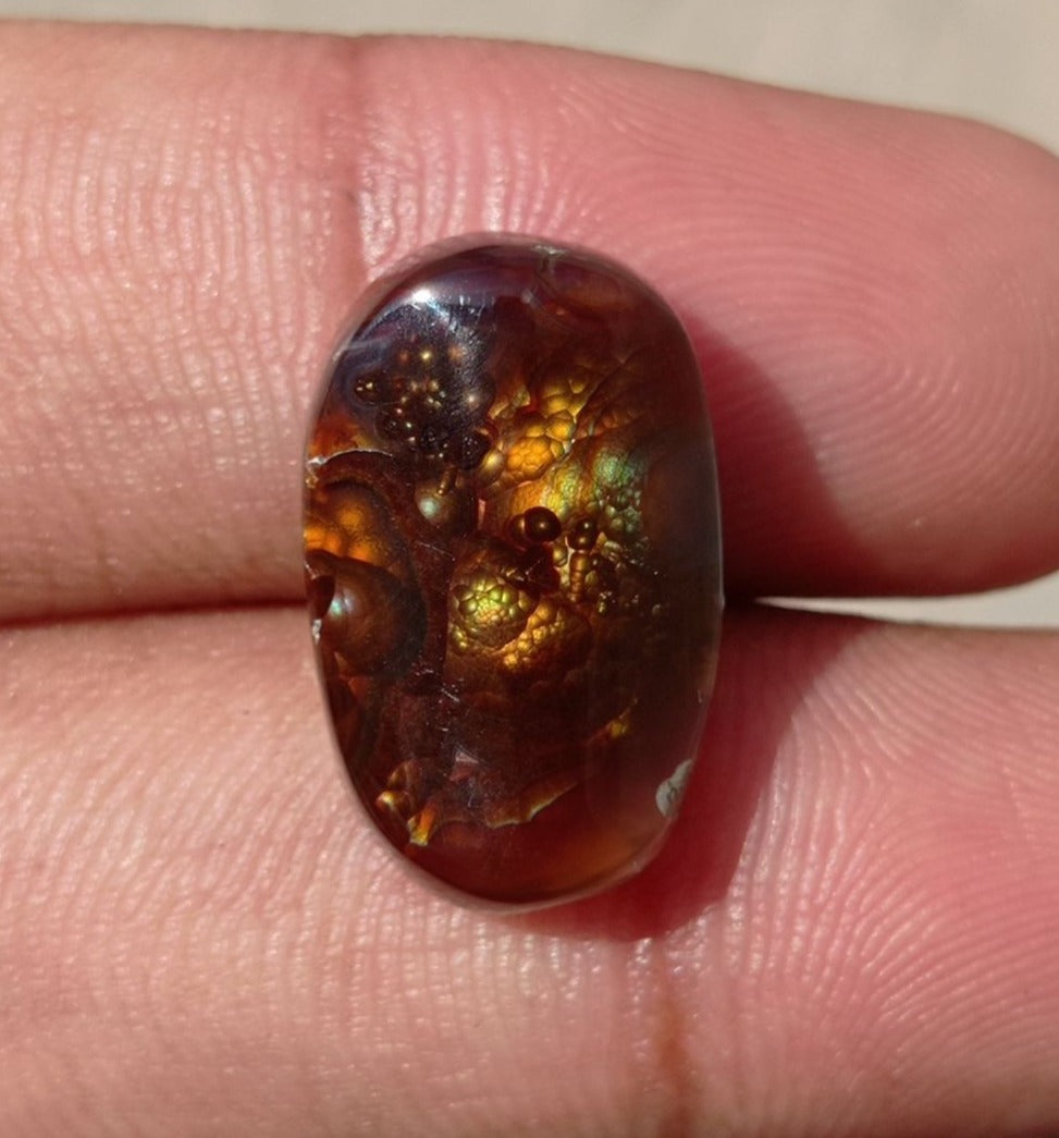 13.60ct Mexican Fire Agate,  Rare Cabochon Fire Agate, Perfect gemstone Gift, Rare Gemstone, Dimensions 20x12x6mm