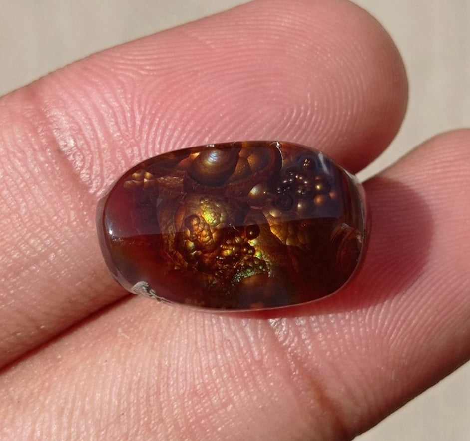 13.60ct Mexican Fire Agate,  Rare Cabochon Fire Agate, Perfect gemstone Gift, Rare Gemstone, Dimensions 20x12x6mm
