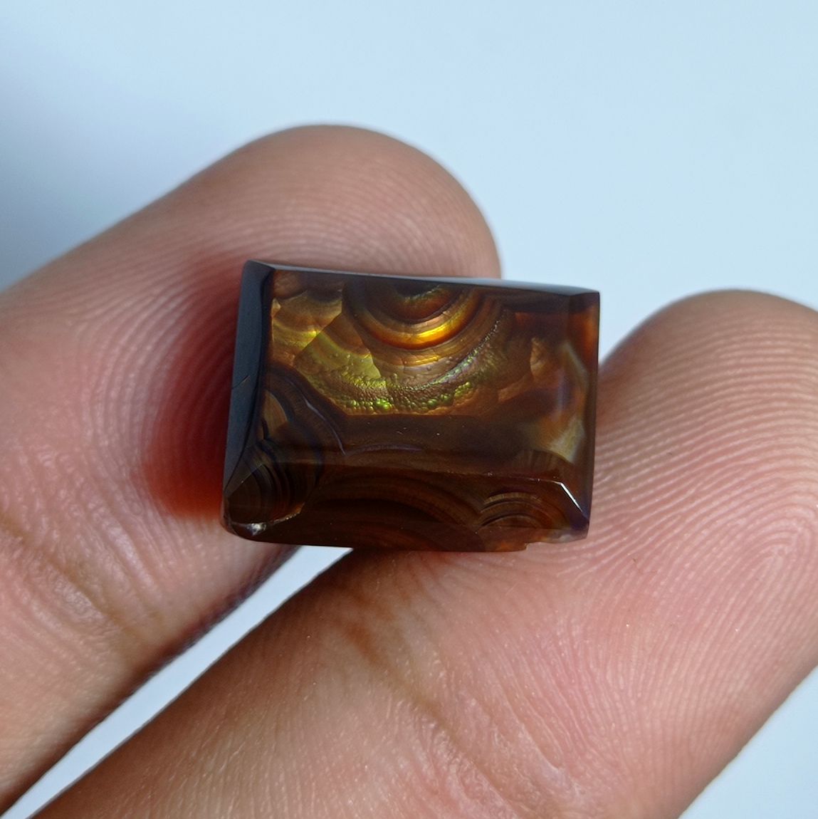 12.4ct Rectangular-Cut Fire Agate - Dimensions 16x12x5mm
