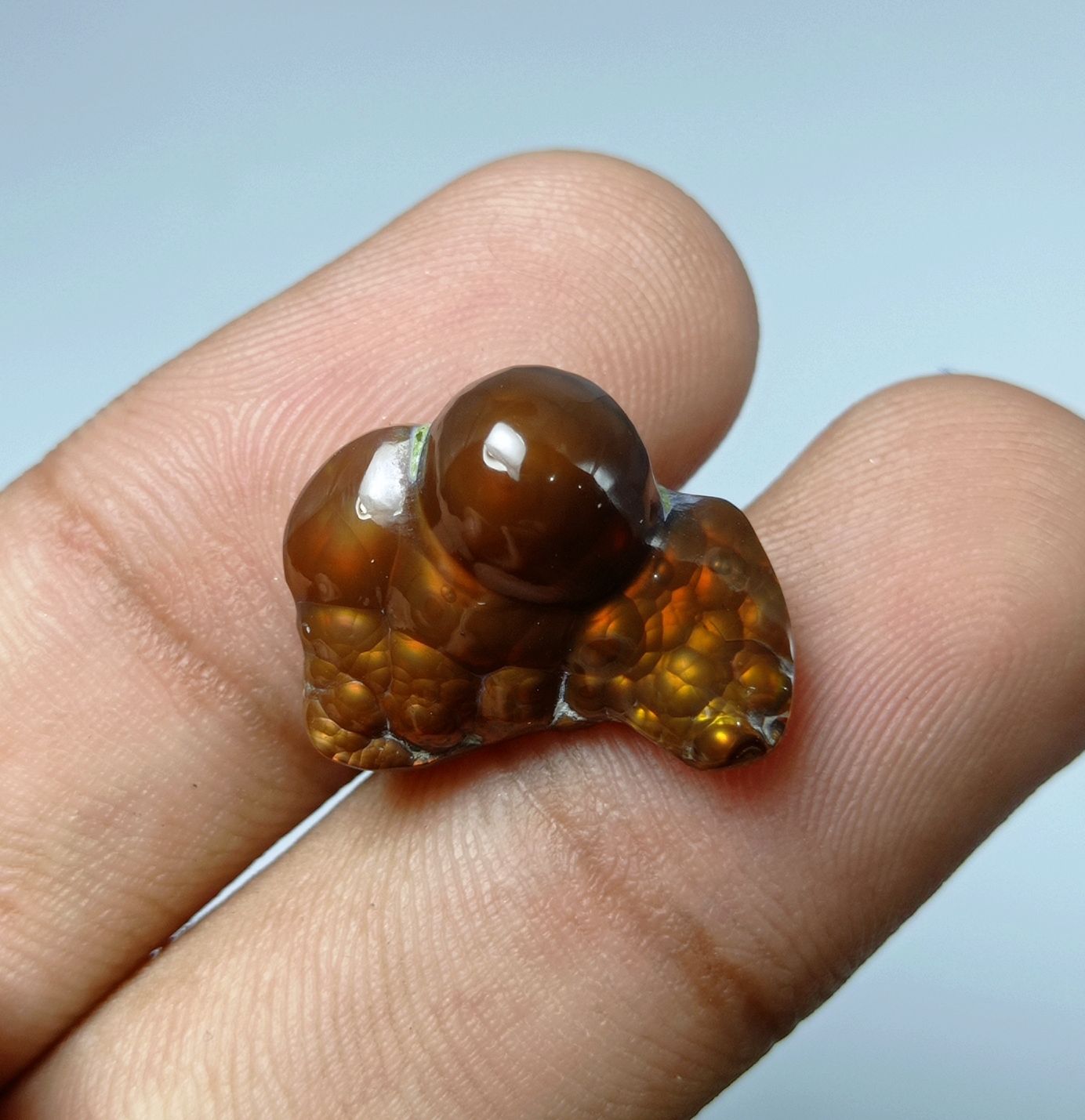 12.2ct Natural Mexican Fire Agate Gemstone - Dimensions 20x15x9mm